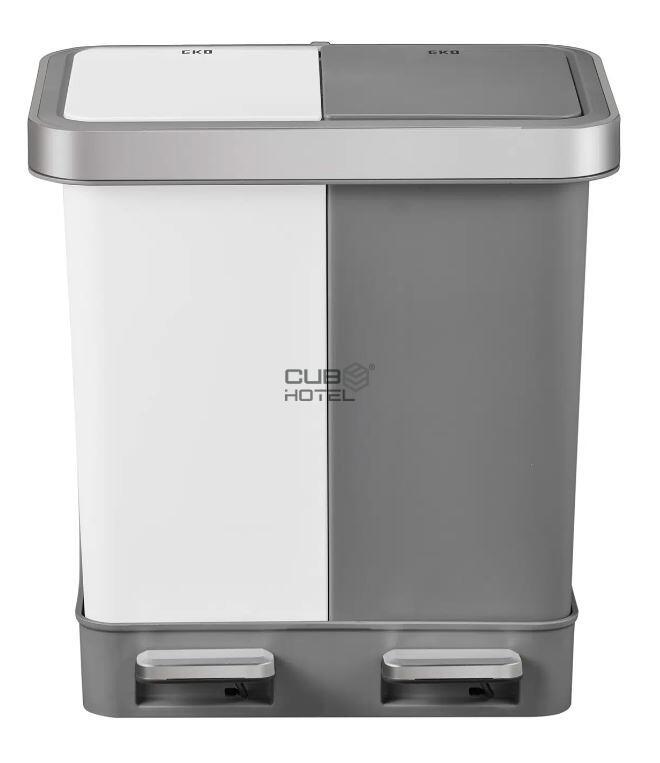 Papelera Doble Pedal 10+10L Blanco y Gris EKO Hana Recycle